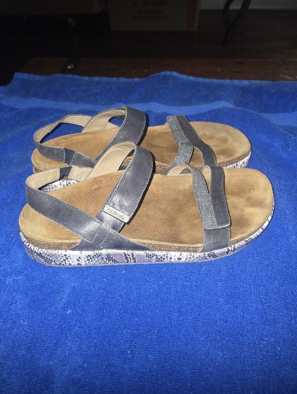 Aetrex Gray Leather Slingback Sandals Womans Size 10